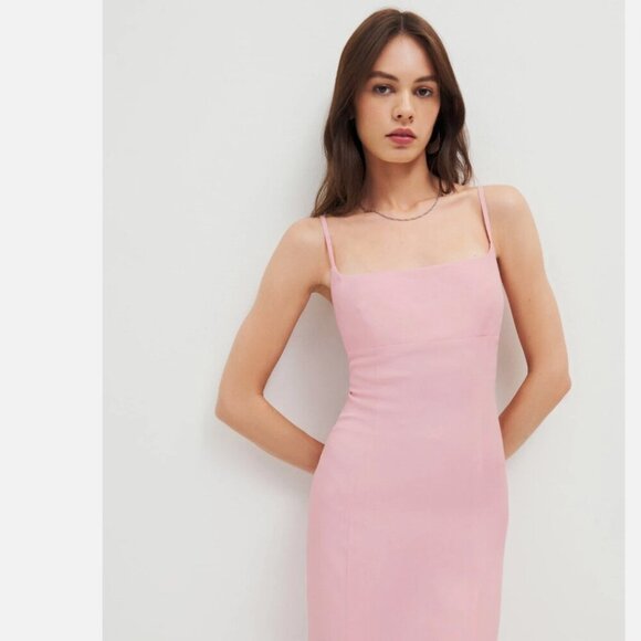 Reformation Liya Midi Dress in Babygirl Pink Size 6. - Picture 2 of 7